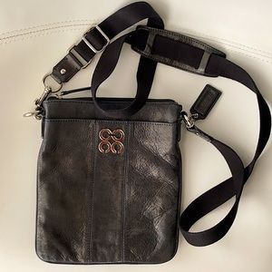 Coach graphite leather crossbody messenger bag